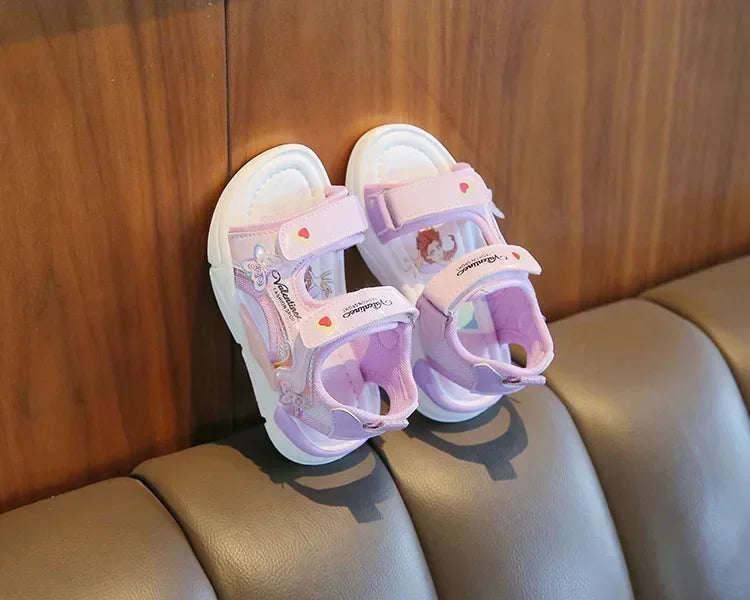 Girls Sandals Gladiator Cartoon Sweet Soft Children Beach Shoes Kids Summer Floral Sandals Princess Shoes Fashion Cute