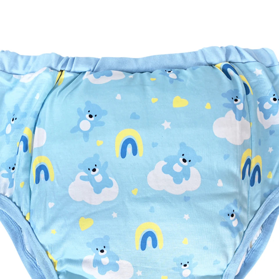 Waterproof Cotton Adult Baby Training Pants Reusable Infant Shorts Underweaer Cloth Diapers Panties Bear printed Nappy For Adult