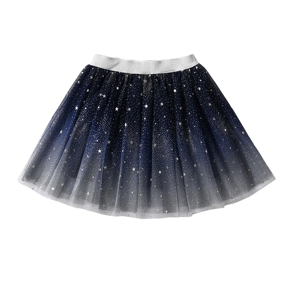 DXTON Baby Girls Daily Skirts Star Blingbling Sequin Gradient Tulle Knee-Length Girls Toddler MiniSkirts Children Casual Costume