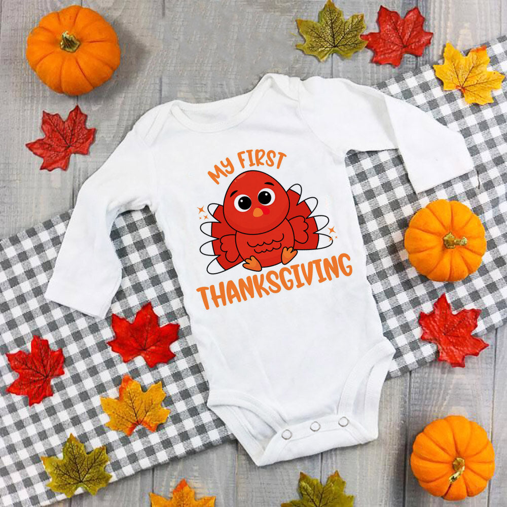 My First Thanksgiving Baby Bodysuit Infant Turkey Romper Girl Boy Cute Clothes Thanksgiving Baby Gift Fall Toddler Jumpsuit
