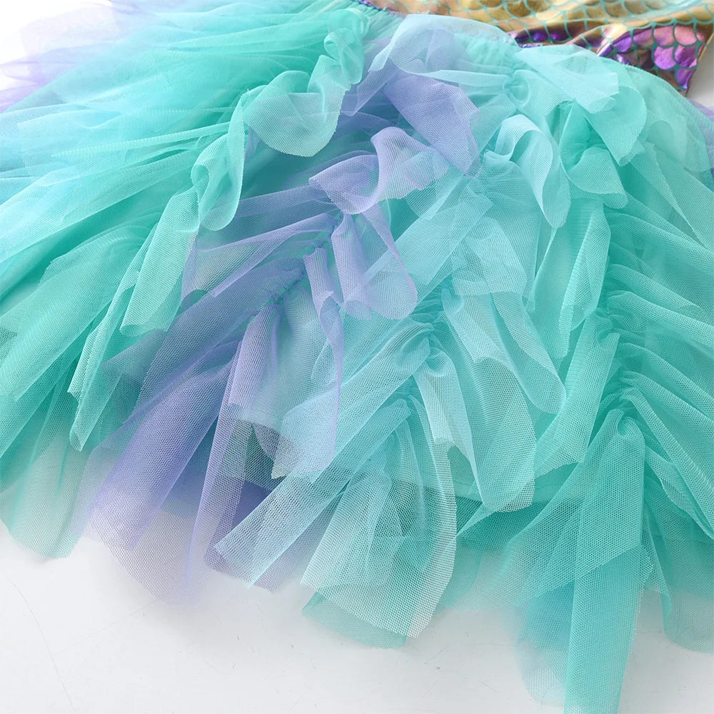VIKITA Kids Summer Sleeveless Dresses Girls Mermaid Dress Girls Birthday Party Tutu Mesh Mesh Layered Dresses Kids Clothes 3-8Y