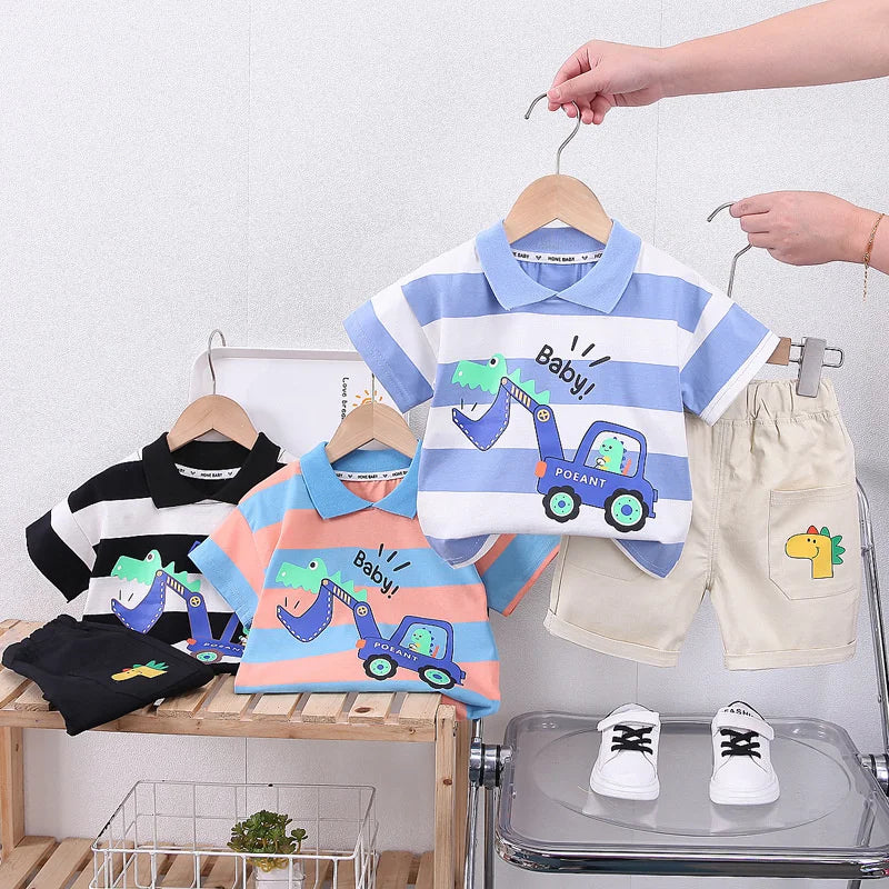 New Summer Baby Girl Clothes Children Boys Outfits Infant Striped T-Shirt Shorts 2Pcs/Set Toddler Casual Costume Kids Tracksuits