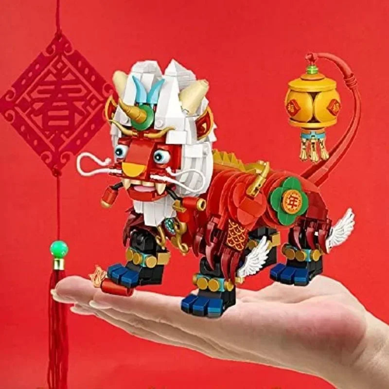 1024PCS Nian Beast Mini Building Blocks Creative Chinese Tradition Culture/Spring Festival/New Year's Toys/Year Monster