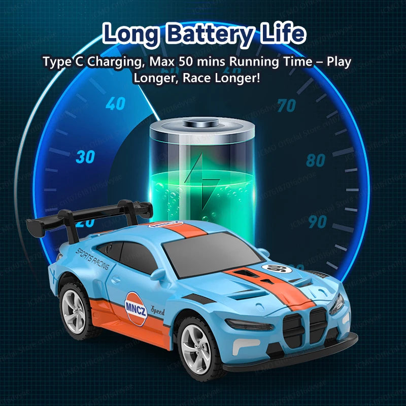 JCMO Racing Car Mini Scale 1:64 Three Speed Adjustment High Speed Mobile Phone Controllable Toy Remote Control Racer For Kids