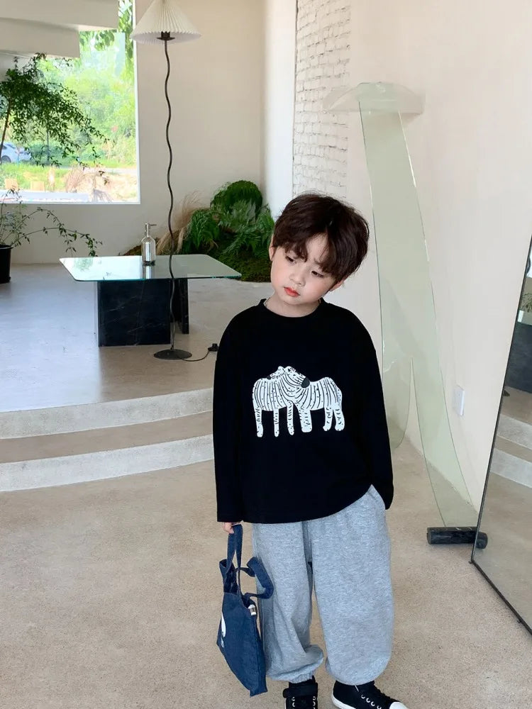 Cartoon Print Children's Top Boys Tshirt Boy Child Tee Shirt Junior Boys' Spring Autumn Clothing Boys' T-shirt 7 8 Years Tees 12