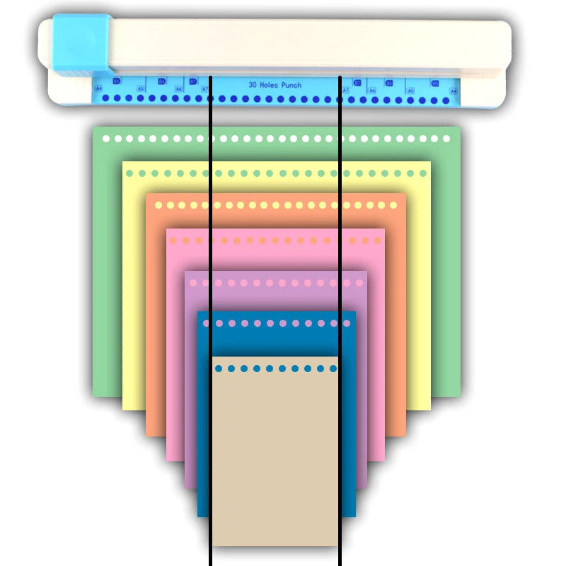 30 Hole Punch A4 B5 A5 B6 A6 B7 A7 Loose Leaf Notebook Planner Paper Hand Push Perforated Puncher School Stationery Supplies