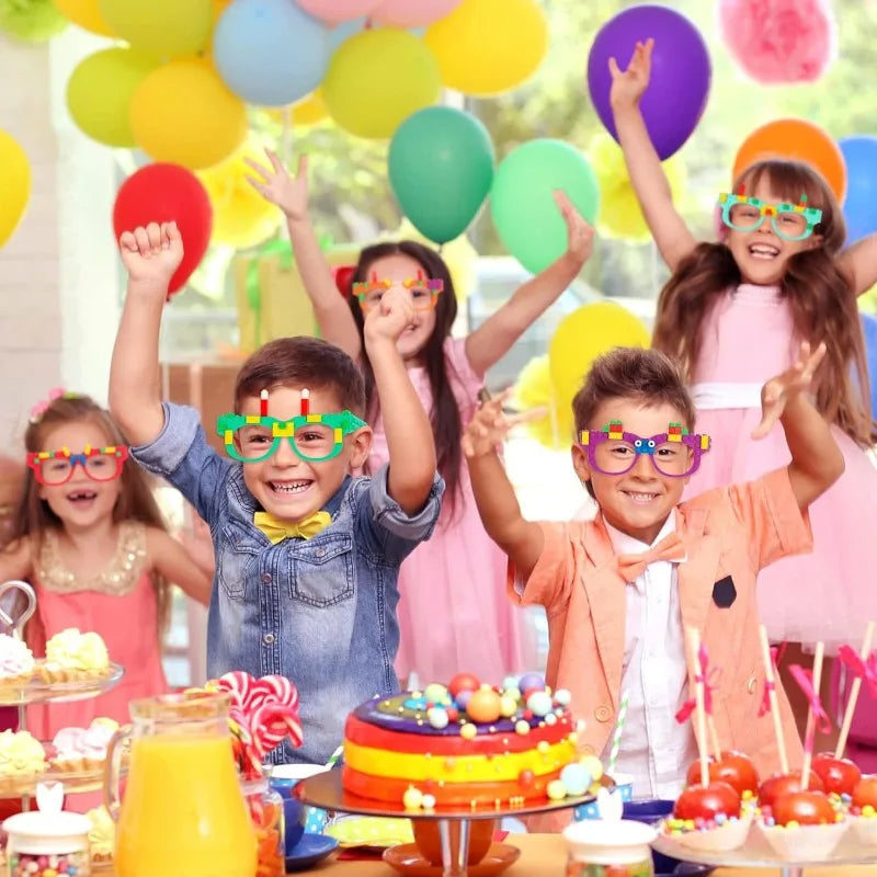DIY Building Bricks Glasses Building Blocks Games for Kids Creative Building Block Birthday Party Favors, Carnival Party Games