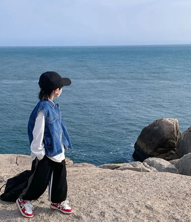 2025 New Boys Denim Vest Sleeveless Toddler Boys Spring Autumn Stylish Kids Jacket