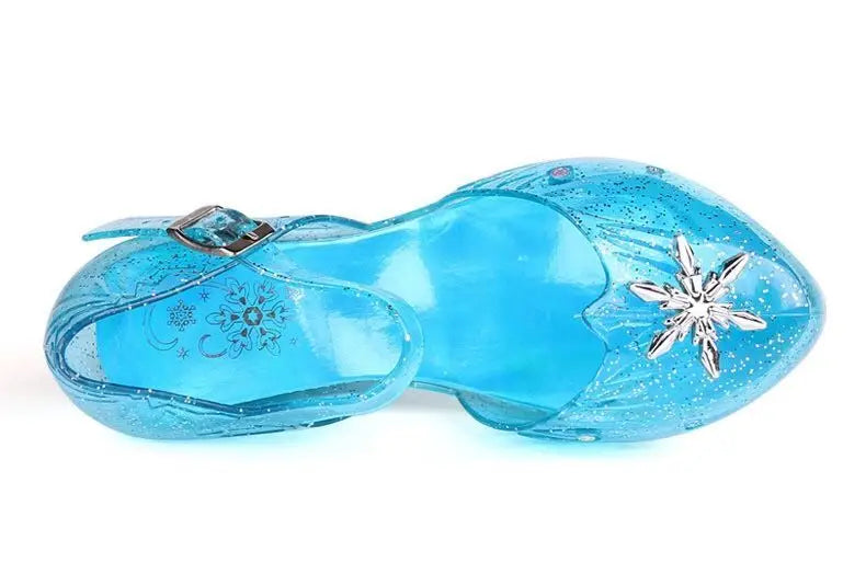 Children's Sandals Summer Crystal Shoes Classic Frozen Princess Elsa Jelly High Heels Party Dance Blue Shoes Size 26-35