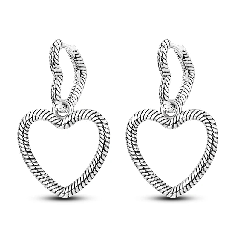 925 Sterling Silver Pave U Shape Heart Eardrop Earrings Hoop Earrings For Women Wedding Engagement For Girlfriend Birthday Gift