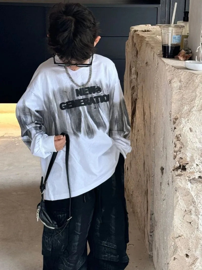 Loose and Casual Children's Clothing From 8 To 12 Years Boy Boys Wear T Shirt Kids Cartoon Fashion Spring Autumn Clothes T-shirt