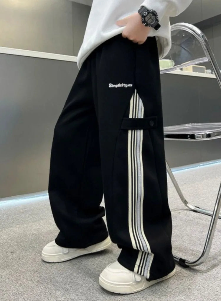 Boys Autumn 2025 Trendy Loose Sweatpants Casual Comfortable Outdoor Sports Pants for Tween Boys Size 8-12