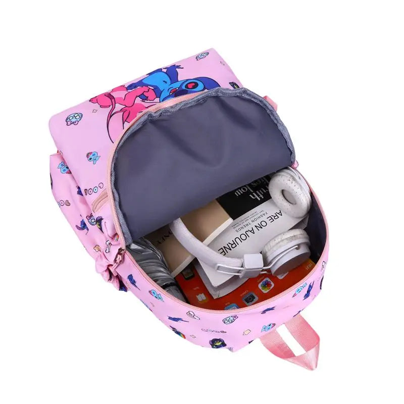 4pcs Stitch Backpack, Pencil Case, Shoulder Bag, Wallet Set, Stitch and Angel School Bag, Casual Student Travel Daypack, Gift