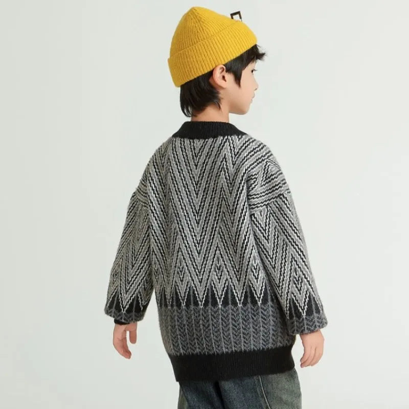 Heavyweight Winter Boys' Sweater Thickened Knit Mink Fur Warm Stylish Tween Oversized Teenager Autumn Winter Coat