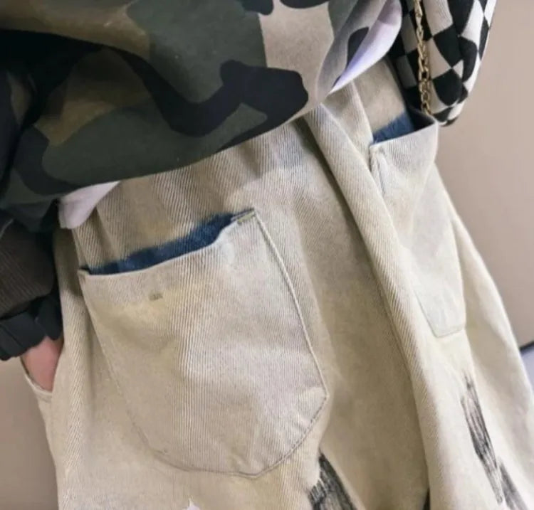 2025 Spring/Autumn Boys' Hip-Hop Long Pants, Kids' Size 12-14 Versatile Graffiti Casual Streetwear Trousers