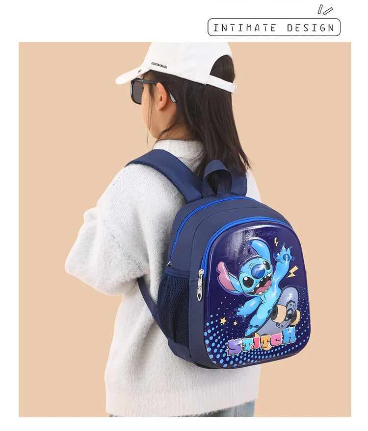 Disney Stitch New Kindergarten Schoolbag Cartoon Cute Boys and Girls Backpack High Quality Fashion Children's Schoolbag Light