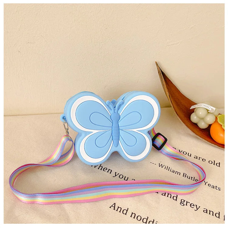 Lovely Bow Children's Silicone Shoulder Bags Cute Butterfly Shape Baby Girls Crossbody Bag Candy Color Kids Small Coin Purse