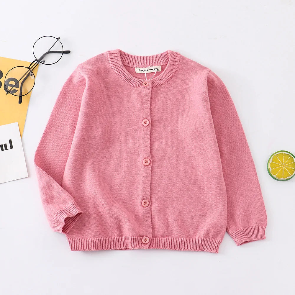 70-150cm Kids Knit Jacket for Girls Cardigan Sweater Blue Brown Toddler Baby Boy Knitwear Spring Autumn Cotton Children Clothing