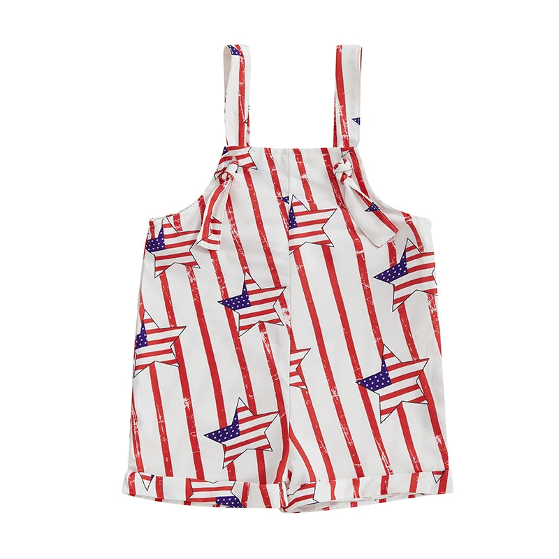Infant Boys Patriotic Rompers American Flag Print Sleeveless Summer Bodysuits Jumpsuits for Independence Day