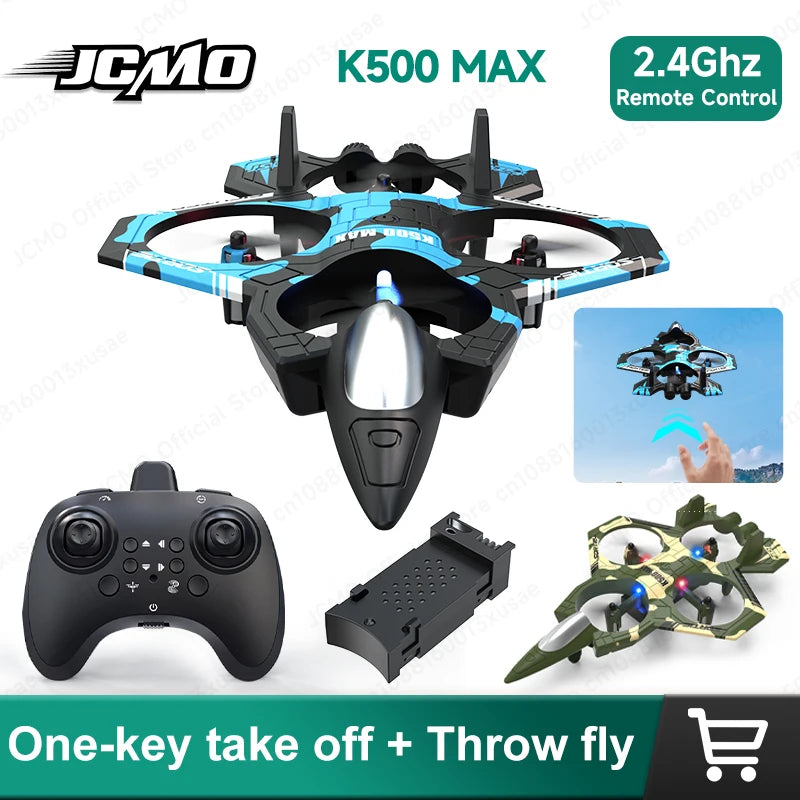 JCMO K500MAX Remote Control Toy Plane One Key Take Off Throw Fly 360° Rolling Flight 2.4Ghz RC Three Speed Adjustment Toy Plane