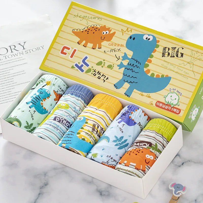 5/10Pieces Kids Triangle Underwear Cotton High-quality Boys Briefs Dinosaur Pattern Children Underpants Breathable Soft Knickers