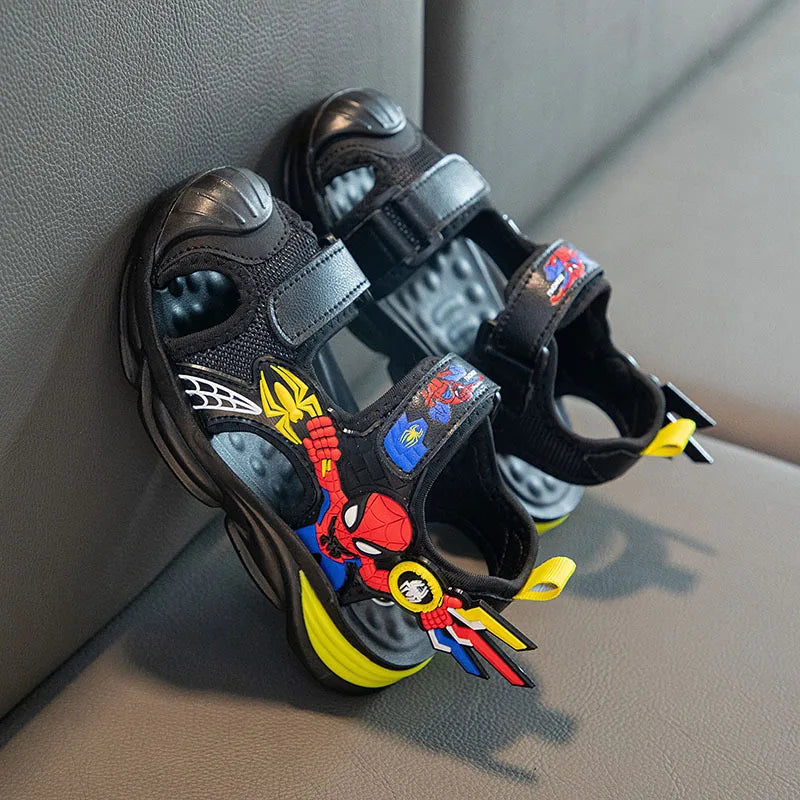 Disney Children's Cartoon Sandals Summer Boys' Beach Sandals Soft Soled Children's Sports Sandals Open Peep Toe Black Shoes