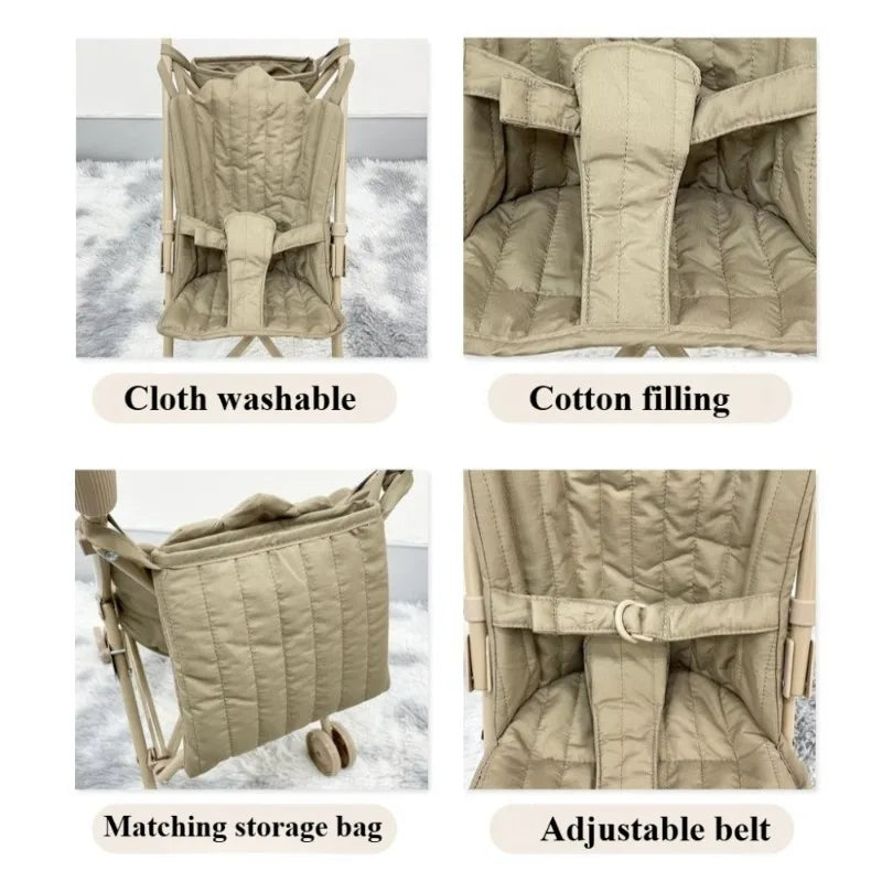 Folding Umbrella Doll Stroller for Girls Soft Embroidery with Sturdy Metal Frame Pretend Play with Dolls Christmas Gift for Kids