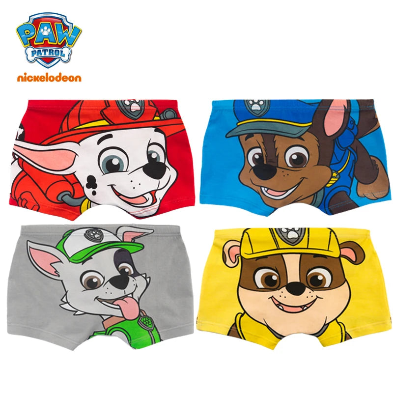100% Genuine Paw Patrol 4PCS/LOT Cotton Boxers Panties Cartoon Printed Kids Underwear Children's Underpants Shorts Panties 2-8Y