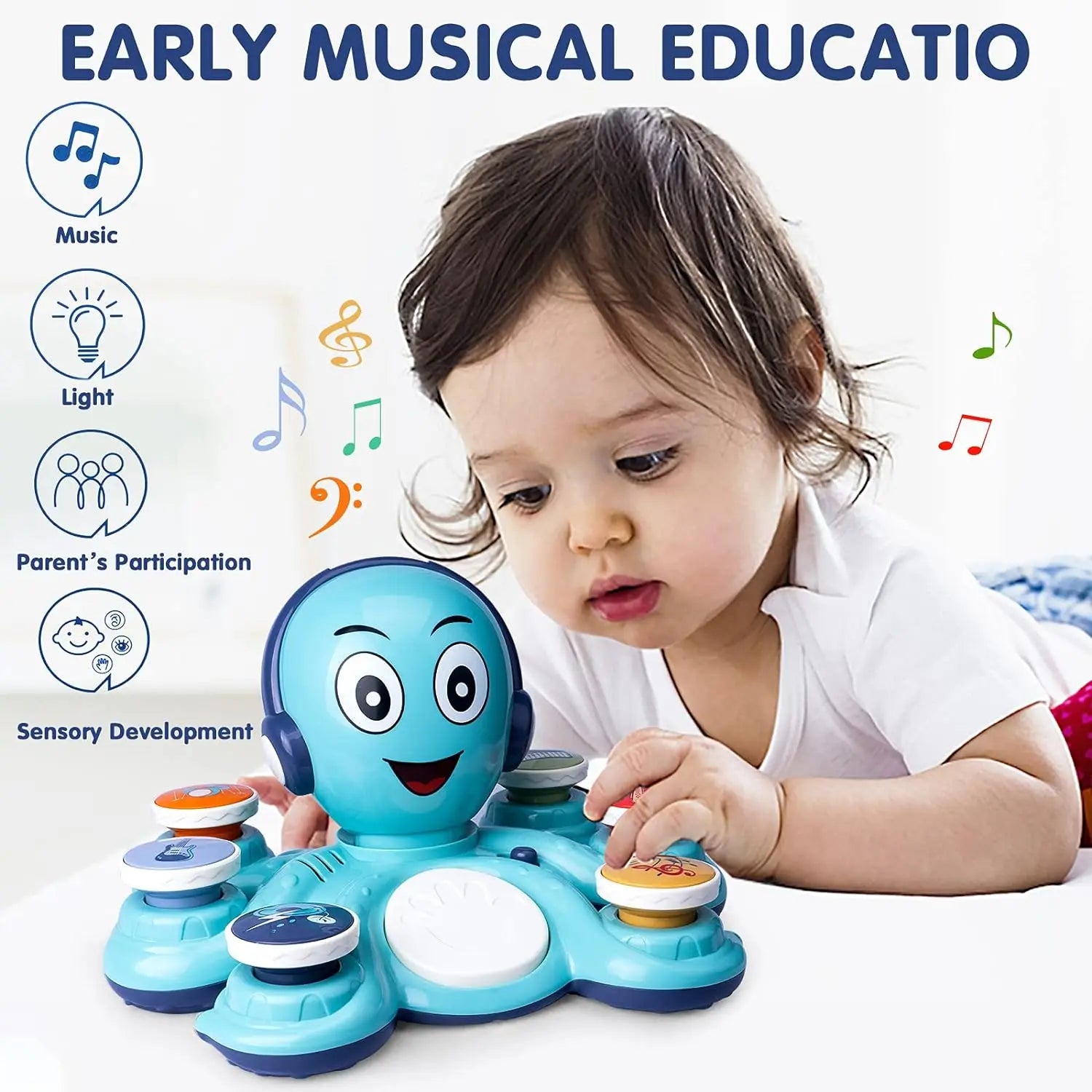 Baby Musical Toys Learning Toys for Toddlers Octopus Music Toys Preschooler Musical Educational Instruments Toy for Baby Kids