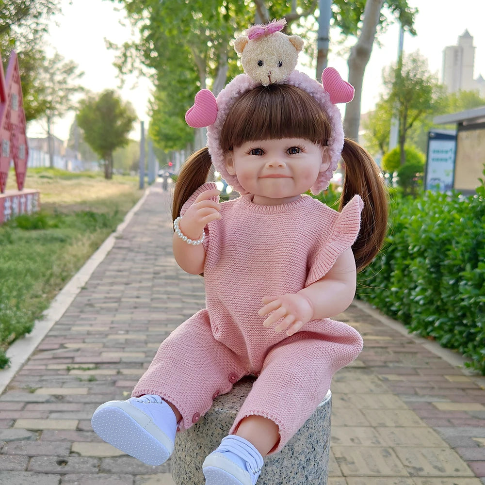 55CM Reborn Toddler Doll with Full Body Soft Silicone Vinyl 22Inch Lifelike Soft Touch High Quality Doll Birthday Gifts