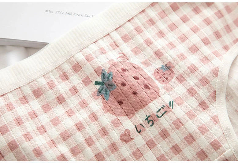 5PCS Kids Cotton Breathable Panties Girl Cartoon Antibacterial Briefs 3+y Young Children Underwears Baby Thin Soft Cute Knickers