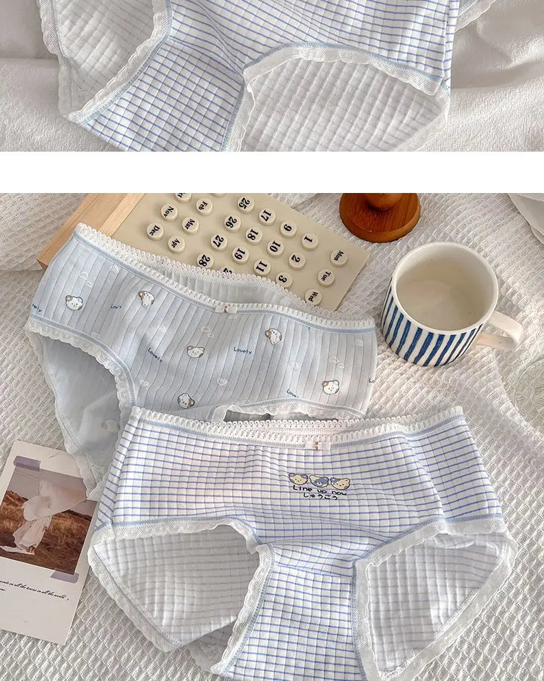 5PCS Kid Cotton Antibacterial Panties Girl Cute Cartoon Briefs 3-8Y Young Children Underwears Baby Soft Thin Breathable Knickers