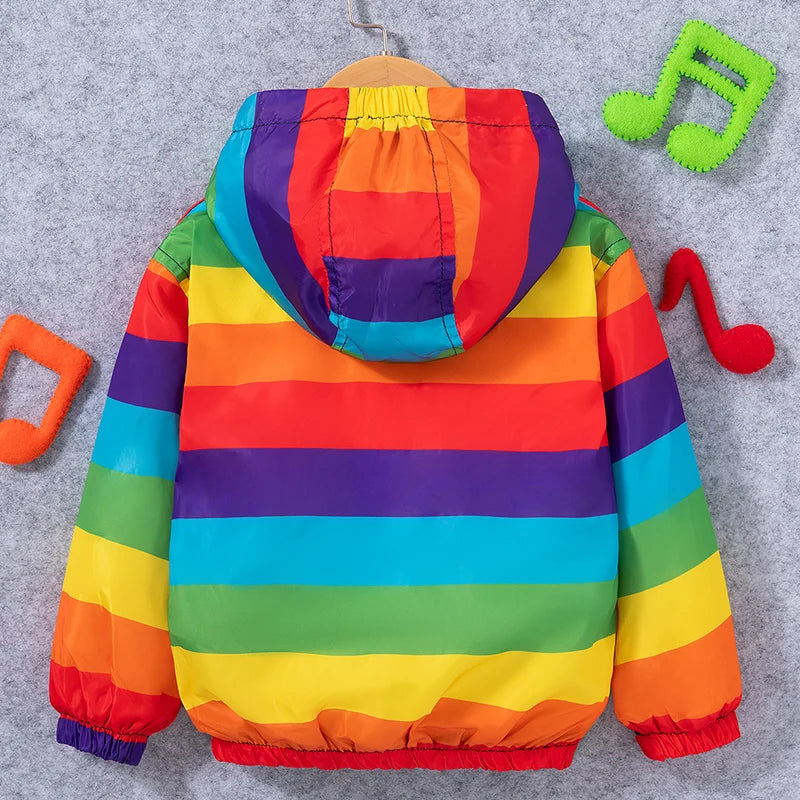 Spring And Autumn New Rainbow Striped Baby Boys Jacket, Simple Style Children'S Long Sleeve Clothes (9 Months -4 Years Old)