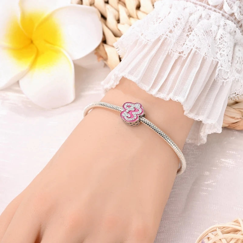 Pink Girl Series 925 Sterling Silver Alphabet Charms Beads Cute Letter Fit Original Bracelet Bangle Necklace DIY Jewelry