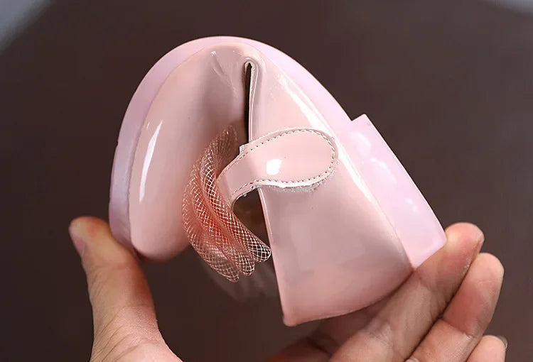 Kids Leather Girls Shoes Shining Shell Princess Shoes for Baby Party Wedding Children Lace Bow Spring Summer Dress Shoes F03111