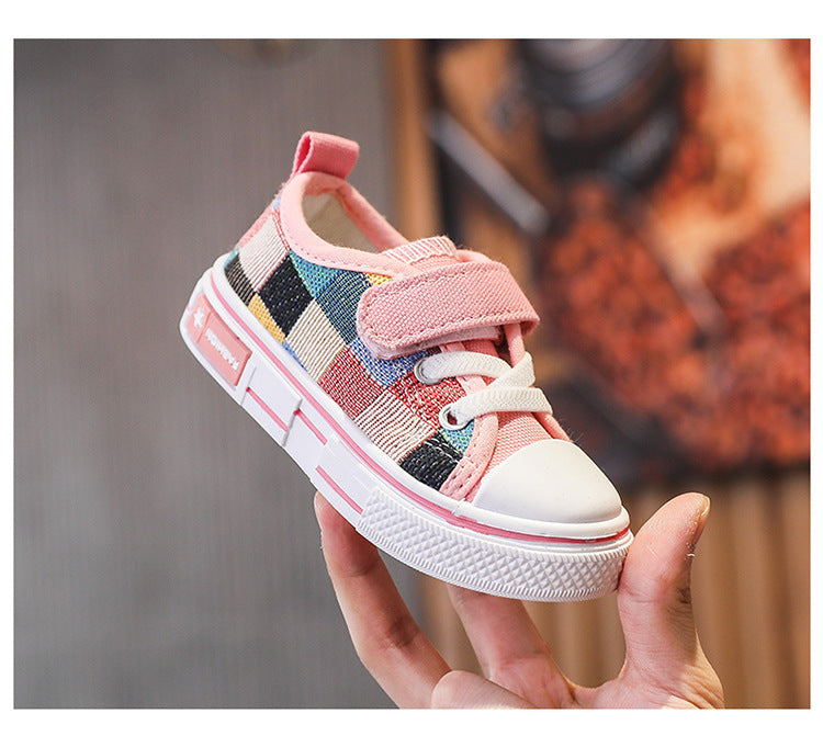 Children's Casual Shoes Toddlers Kids Canvas Sneakers for Boys Girls Fashion Classic Checkered Soft Rubber Sole Spring Autumn