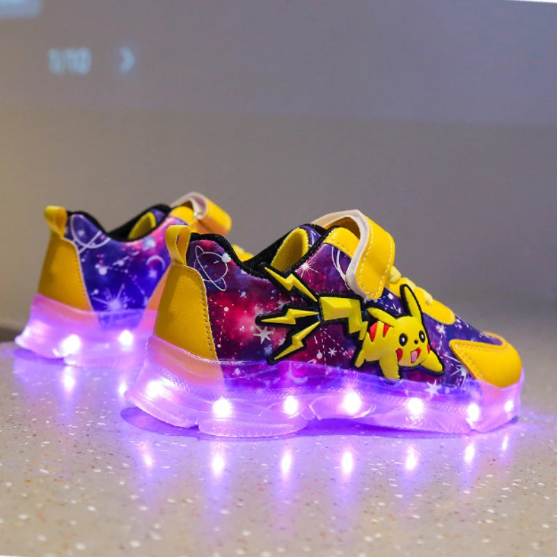 Kids'Casual Shoes Boys Rechargeable Cartoon PU Leather Spring Fashion Flat Bottom Anti-slip Yellow Size 25-36