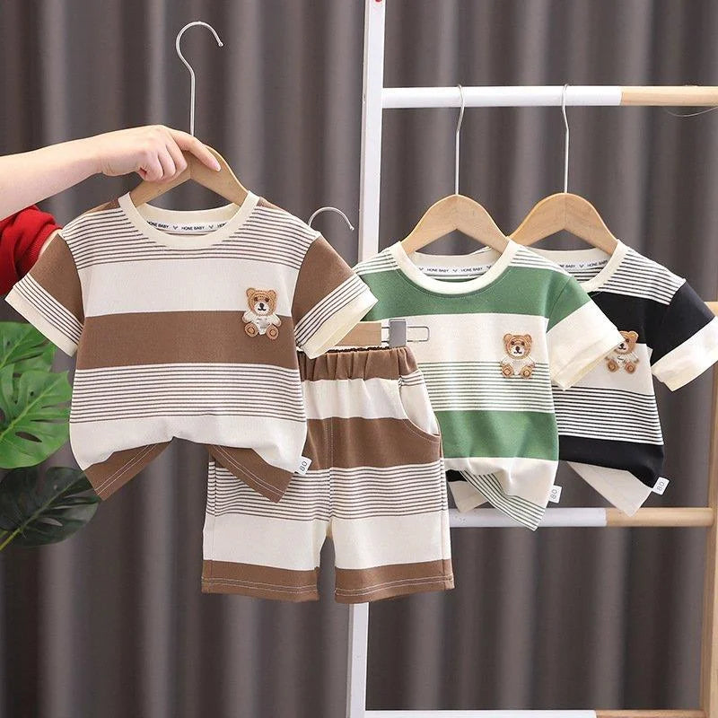 New Summer Baby Girl Clothes Suit Boys Clothing Children Striped T-Shirt Shorts 2Pcs/Sets Toddler Casual Costume Kids Tracksuits