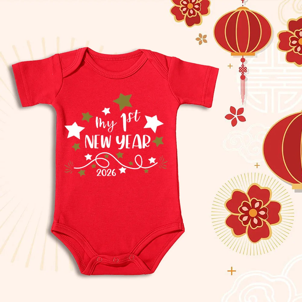 My 1st New Year 2026 Baby Cotton Rompers Newborn Infant Jumpsuit First New Year Baby Bodysuit Toddler New Year Ropa