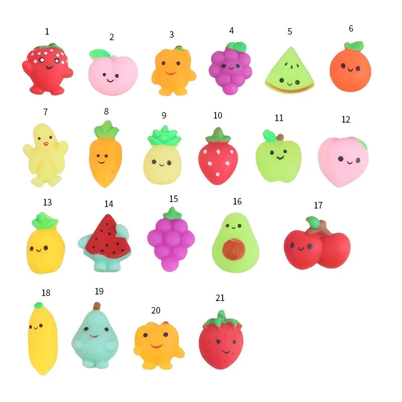 1-24pcs Mochi Squishy Toys Set for Kids Mini Squishies Fruit Squeeze Pack Cute Stress Relief Anxiety Birthday Gift Adults Kids