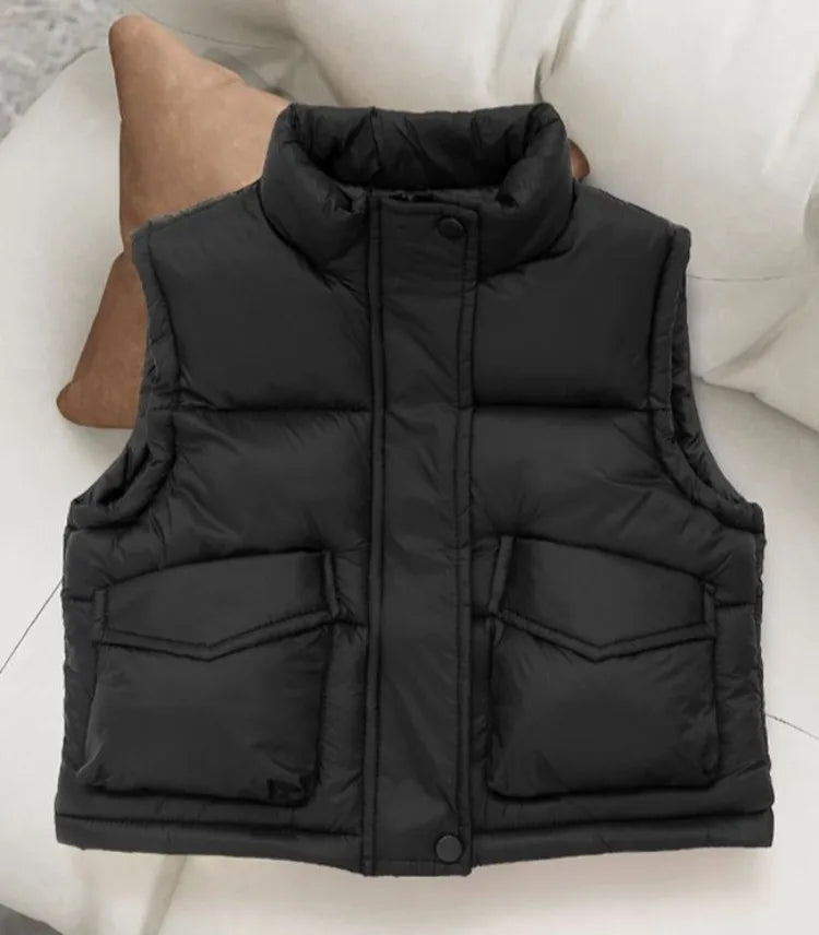 Autumn Winter New Kids' Korean Style Thickened Cotton Vest for Medium Large Children Students Fashion Outerwear Jacket