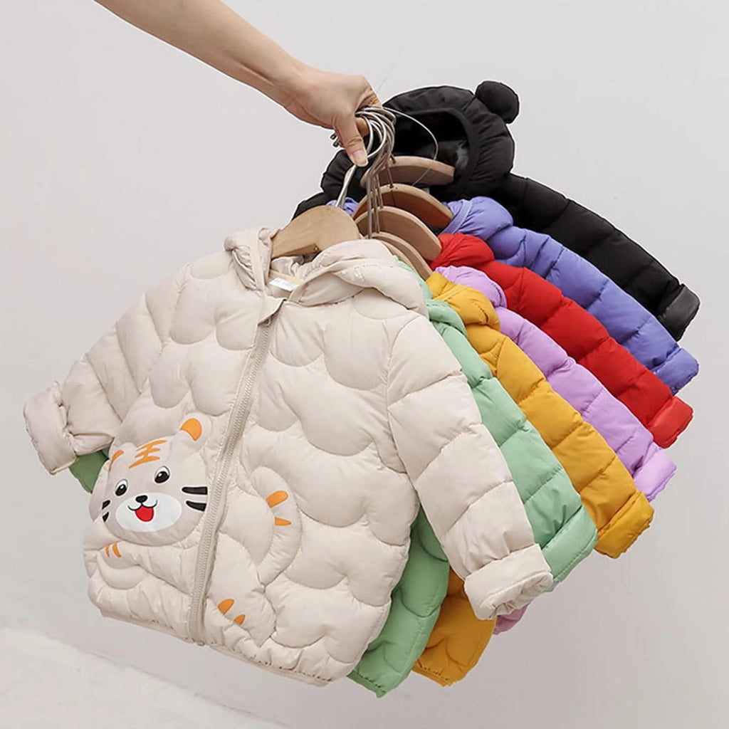 Cute Baby Girls Winter Clothes Kids Light Down Coats with Ear Hoodie Spring Girl Jacket Toddler Children Clothing for Boys Coat
