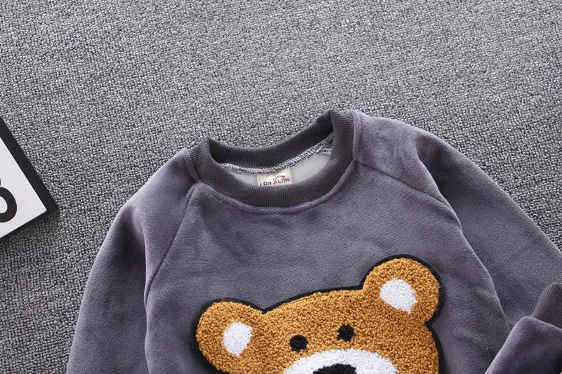 New Winter Baby Girls Clothes Suit Children Boys Thicken Warm Hooded Vest T-Shirt Pants 3Pcs/Set Toddler Costume Kids Tracksuits