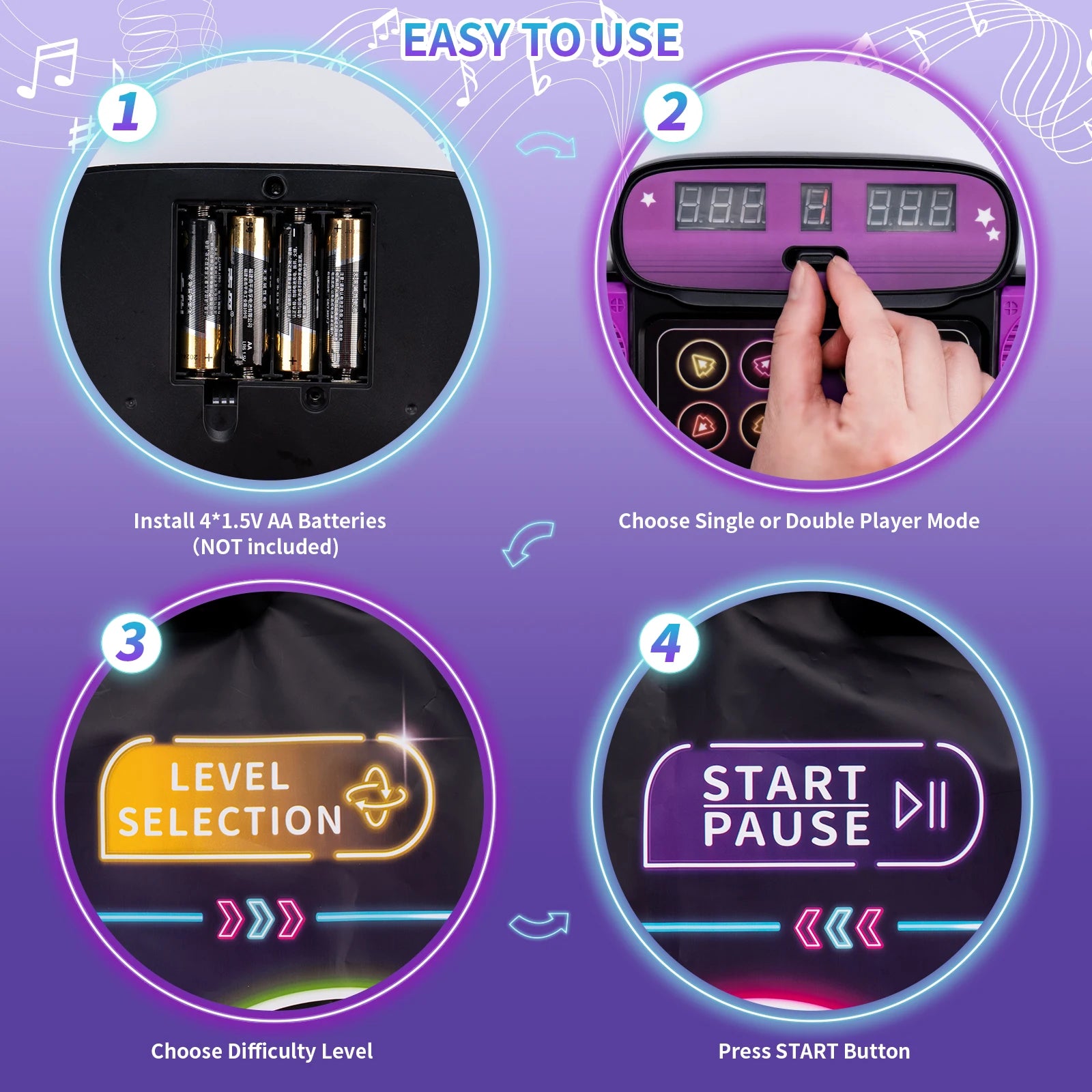 Kids Electronic Dance Mat Dancing Blanket Double Players Mode with 9 Levels Kid Floor Music Blanket Educational Toys Kids Gifts