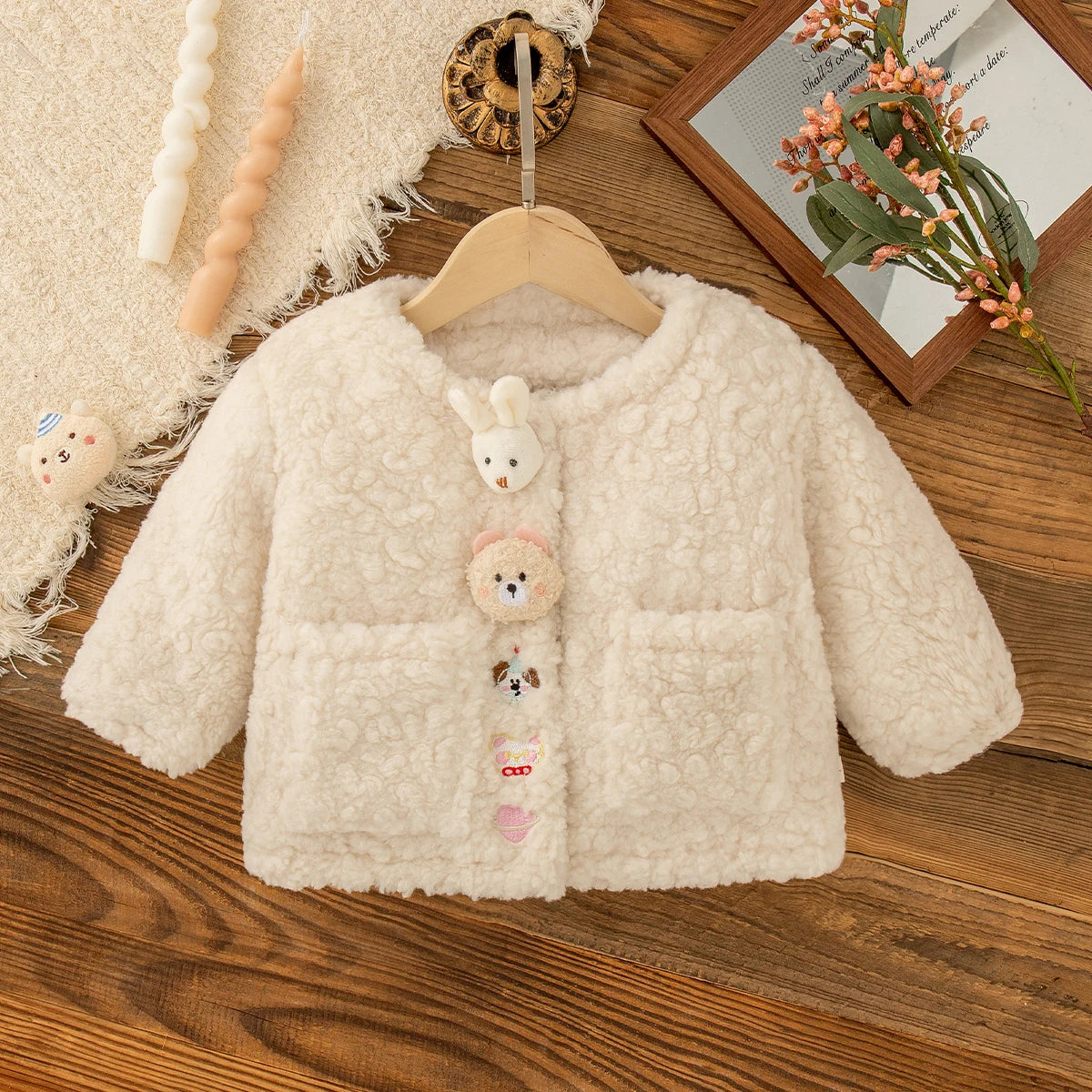 New Autumn And Winter Thick And Warm Baby Girl Coat, Cute Cartoon Children'S Clothes For Babies Aged 9 Months To 4 Years Old
