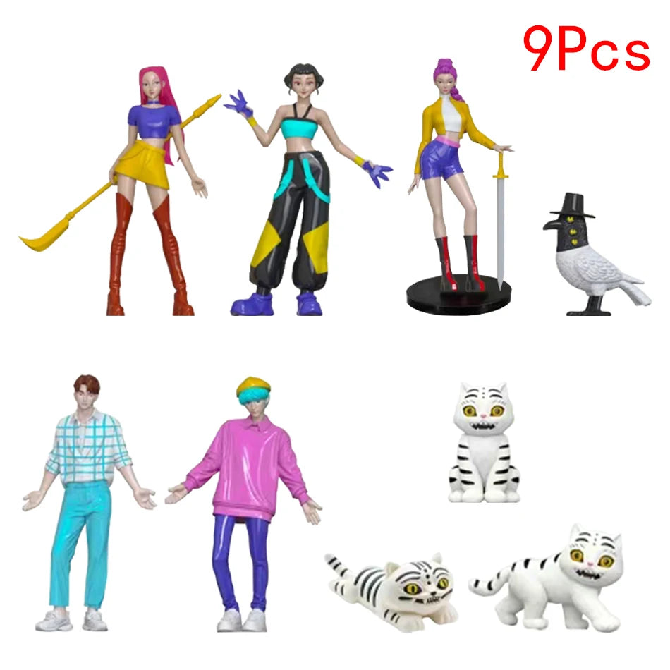 5-18pcs/Set Kpop Demon Hunters Action Figure Toy Derpys Tiger Rumi Mira Zoey Sussy Figurine Doll For Fans Gift Birthday Gifts