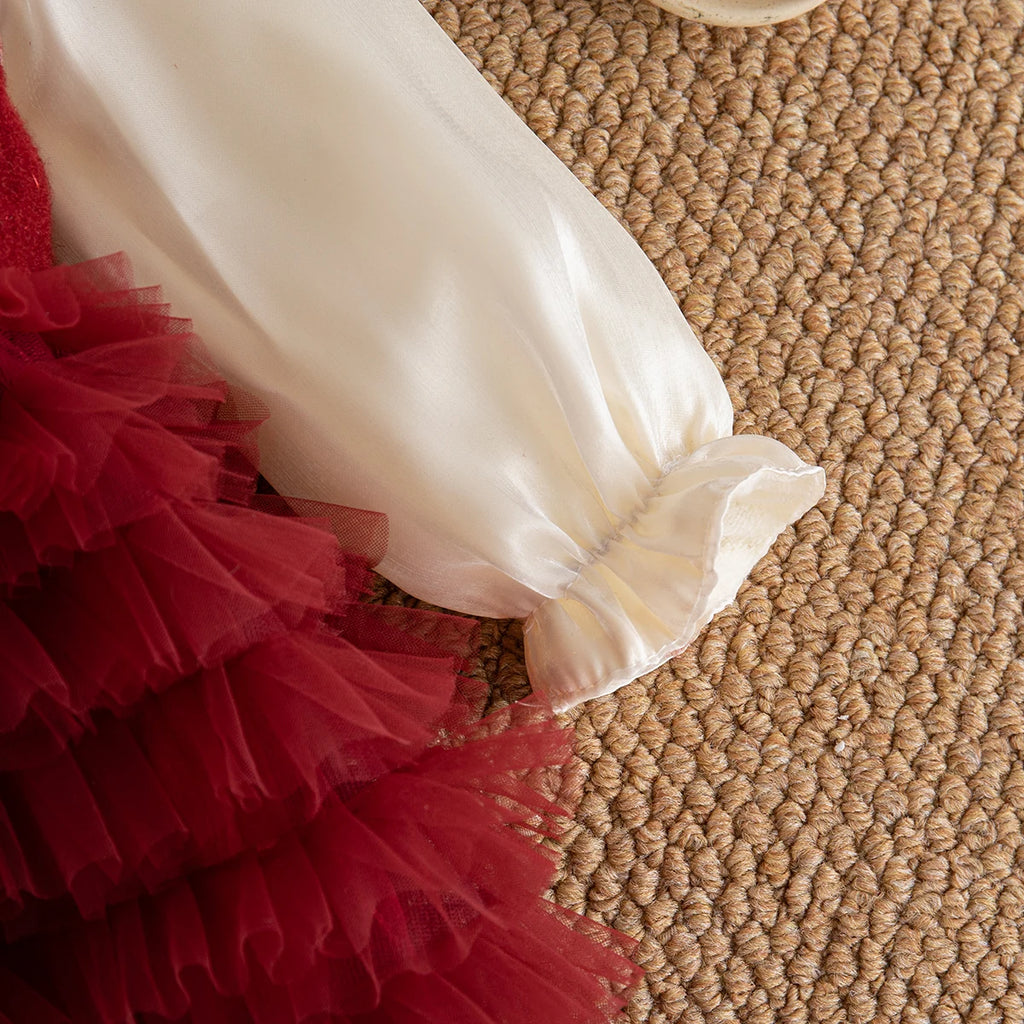 Christmas Party Dress! Winter New Red Bow Baby Girl Dress, Princess Style Children'S Clothing (9 Months -3 Years Old)