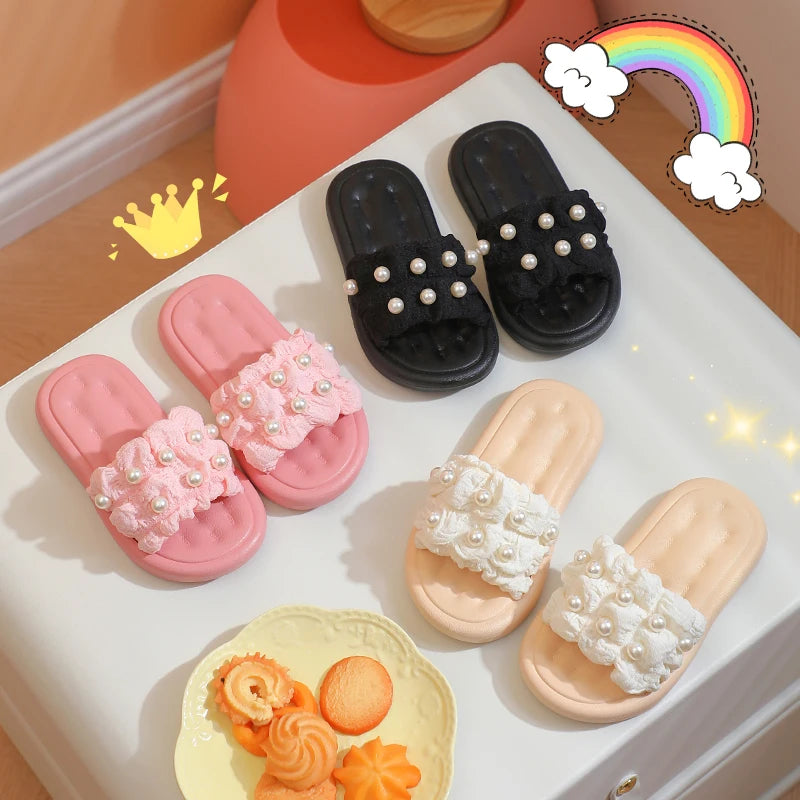 Summer Children's Slippers Girls Princess Non-slip Soft Sole Slippers Toddler Girl Shoes Bow Tie Slippers Flip Flops Outdoor