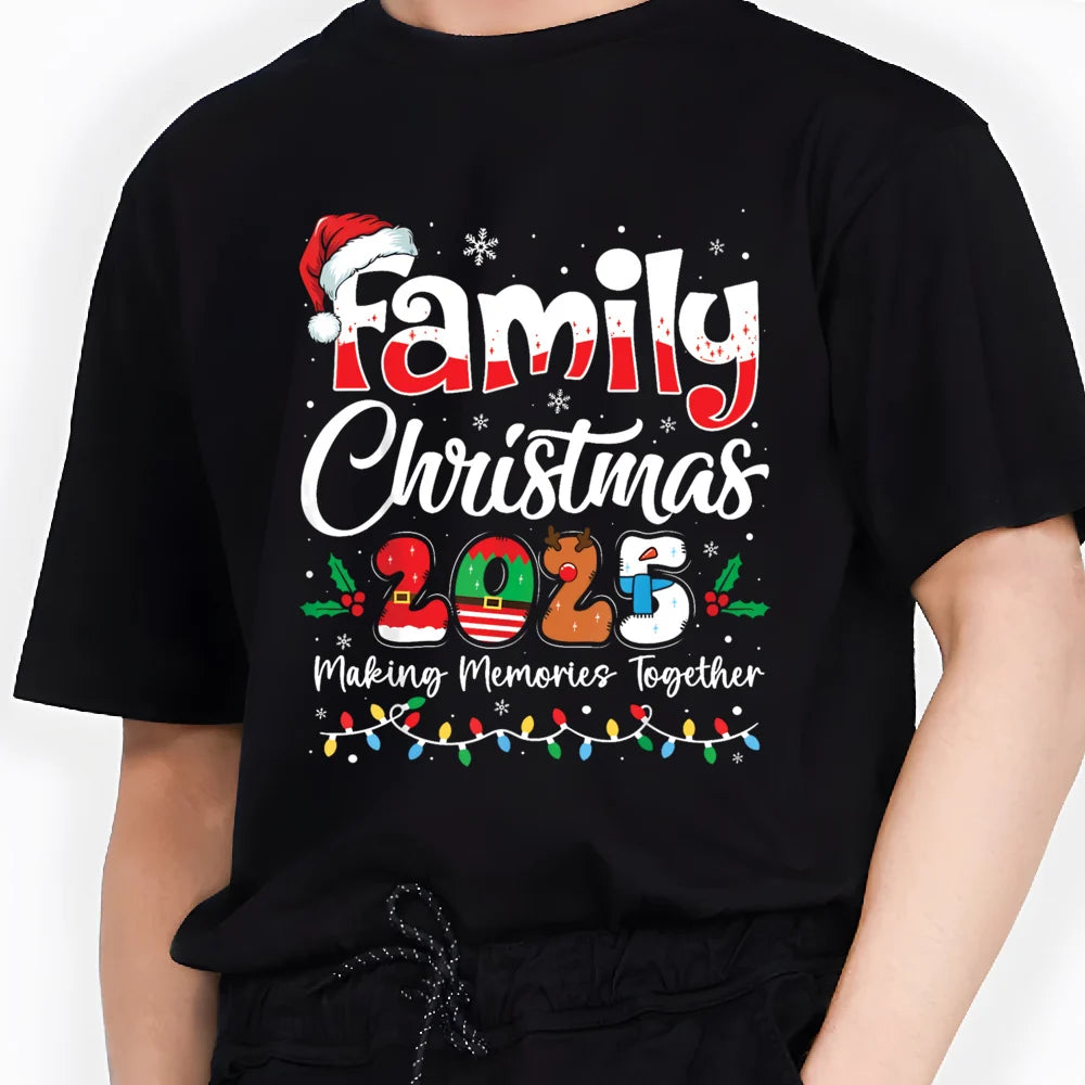 Family Christmas 2025 Print Family Matching Outfits Fashion Comfy Short Sleeve Tee Shirt Outfit Christmas Day Holiday Clothes