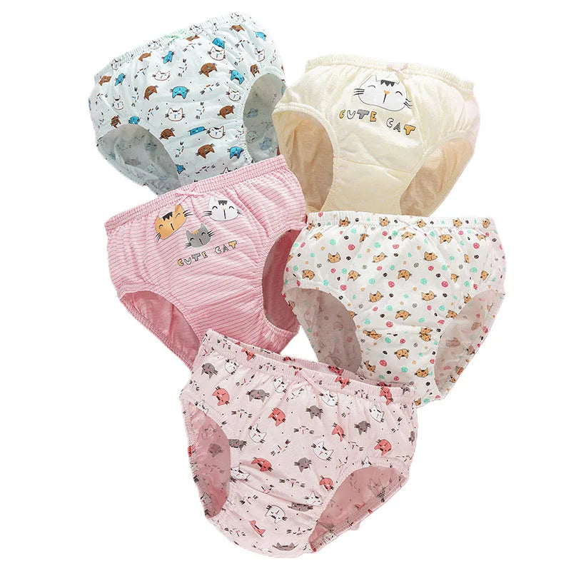 5Pcs / Set Girls Underwear Cotton Cute Unicorn Pattern Little Girls Panties Breathable Comfort Kids Hipster Briefs